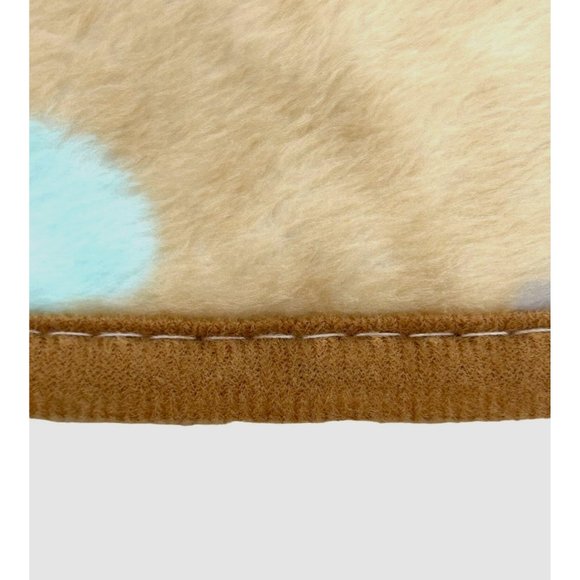 Dog Blanket Brown Tan Paw Print Soft Piping Edge  31”x 41” Blue Turquoise Grey - Picture 5 of 10